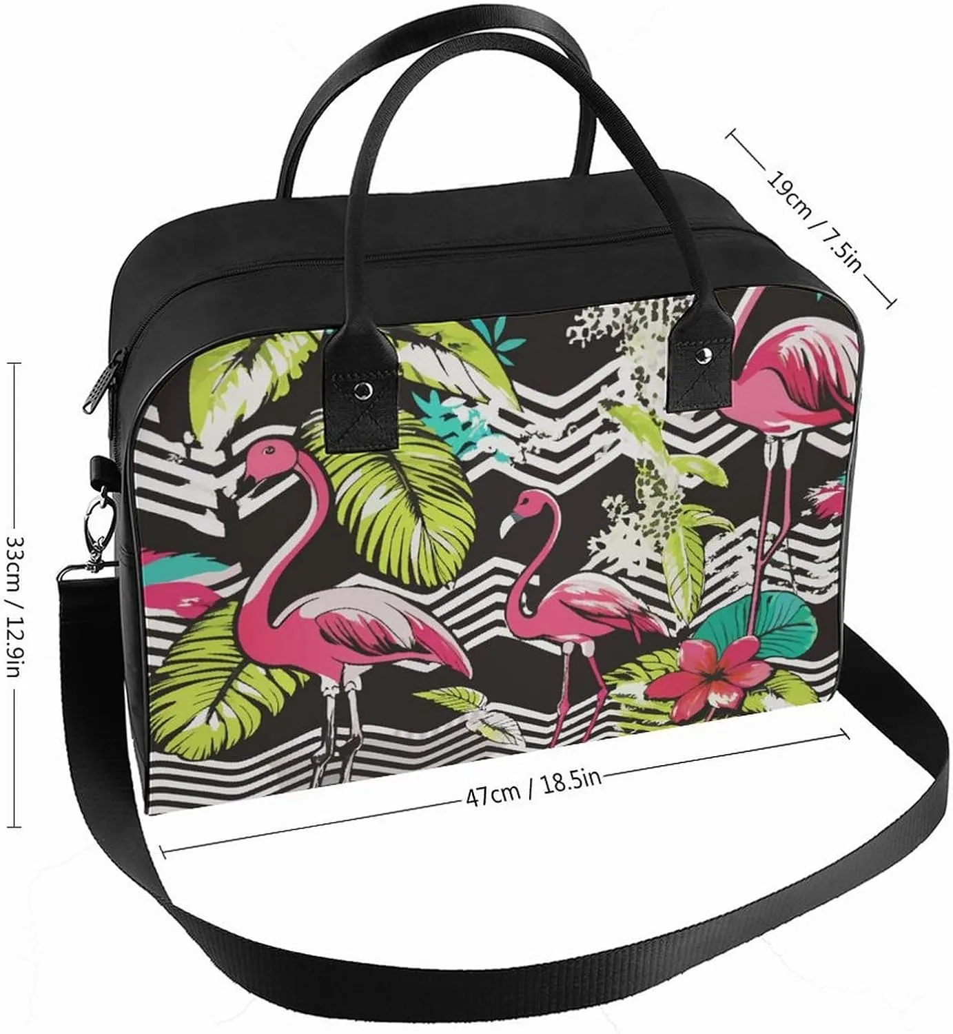 Women's Bag Animal Print Double Slider Zipper Removable Shoulder Strap Travel Handbag
