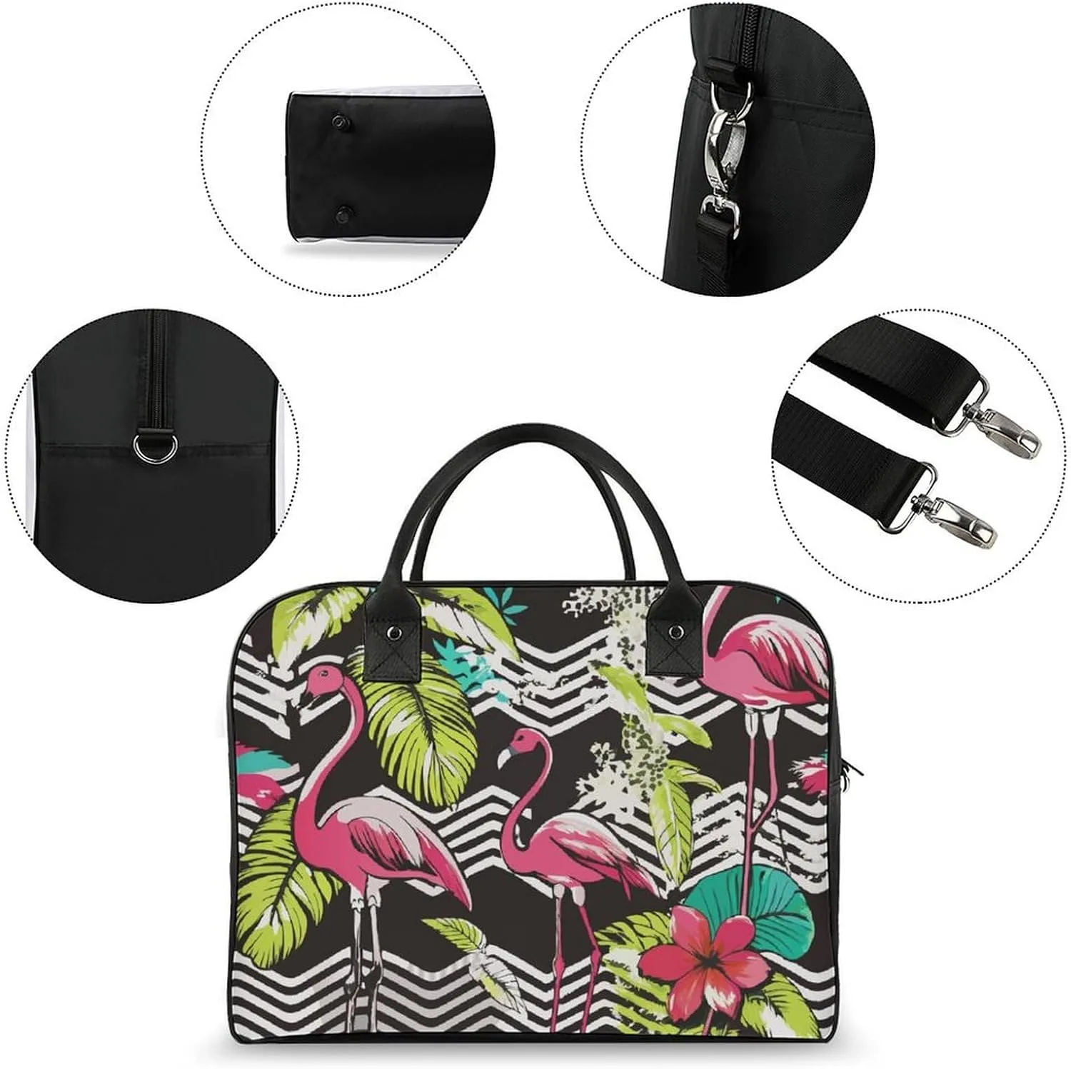 Women's Bag Animal Print Double Slider Zipper Removable Shoulder Strap Travel Handbag