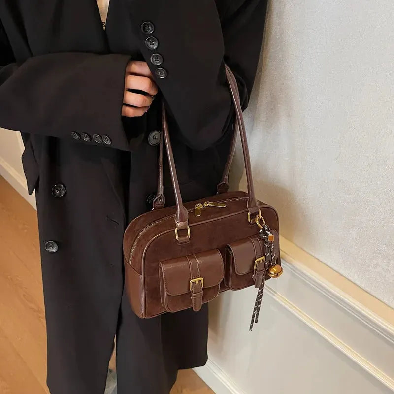 Women's Double Pocket Zipper Underarm Bag