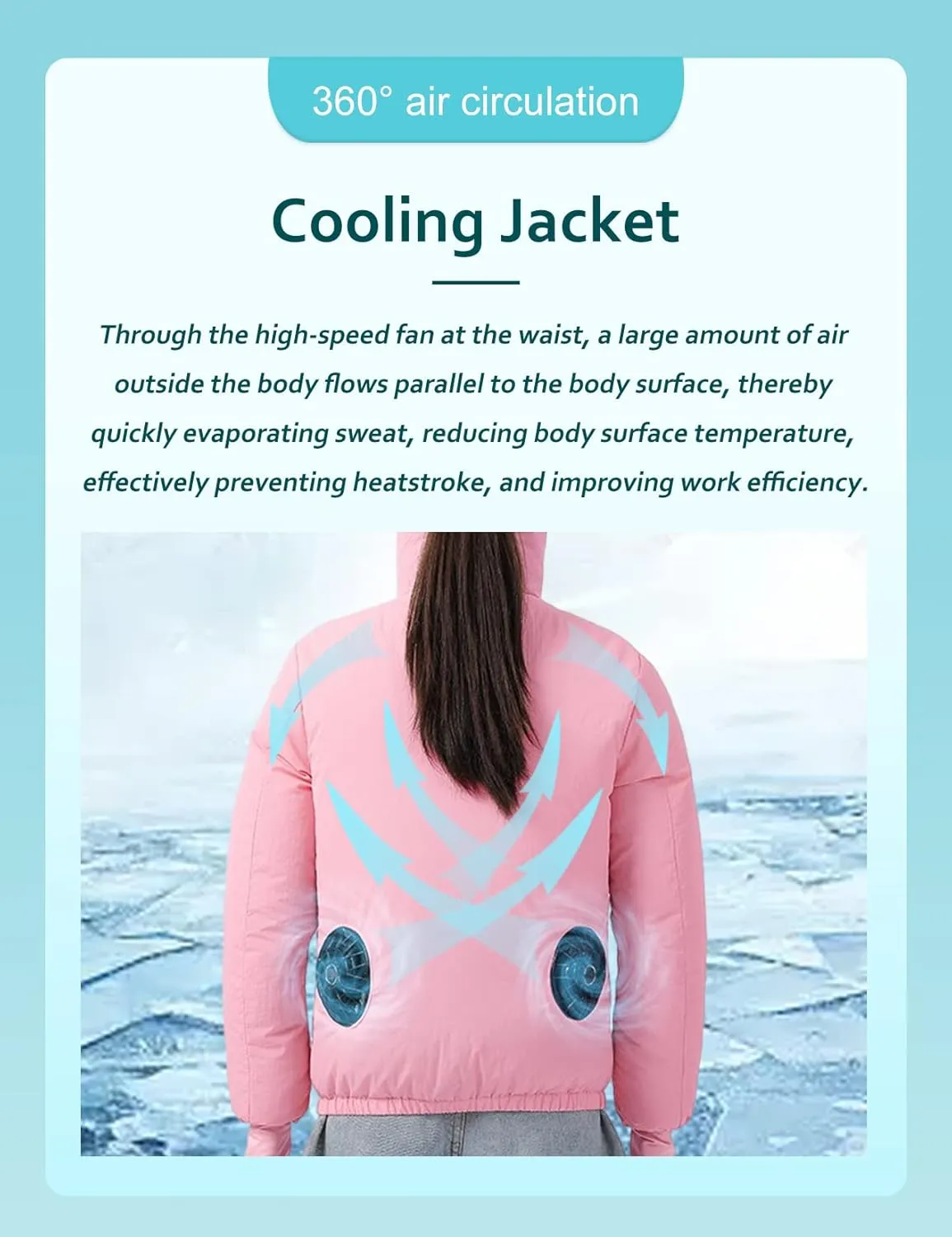 Womens USB Cooling Jacket, Air Conditioning Jacket with 2 Fans, UV Resistant Cooling AC Fan