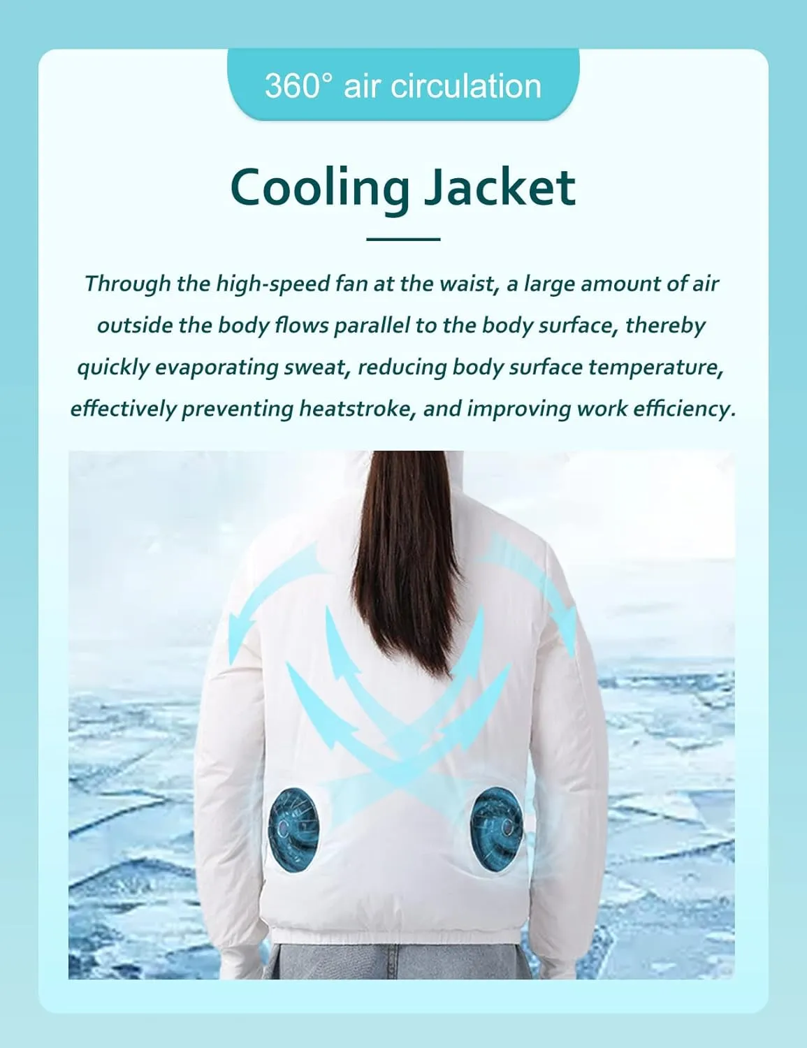 Womens USB Cooling Jacket, Air Conditioning Jacket with 2 Fans, UV Resistant Cooling AC Fan