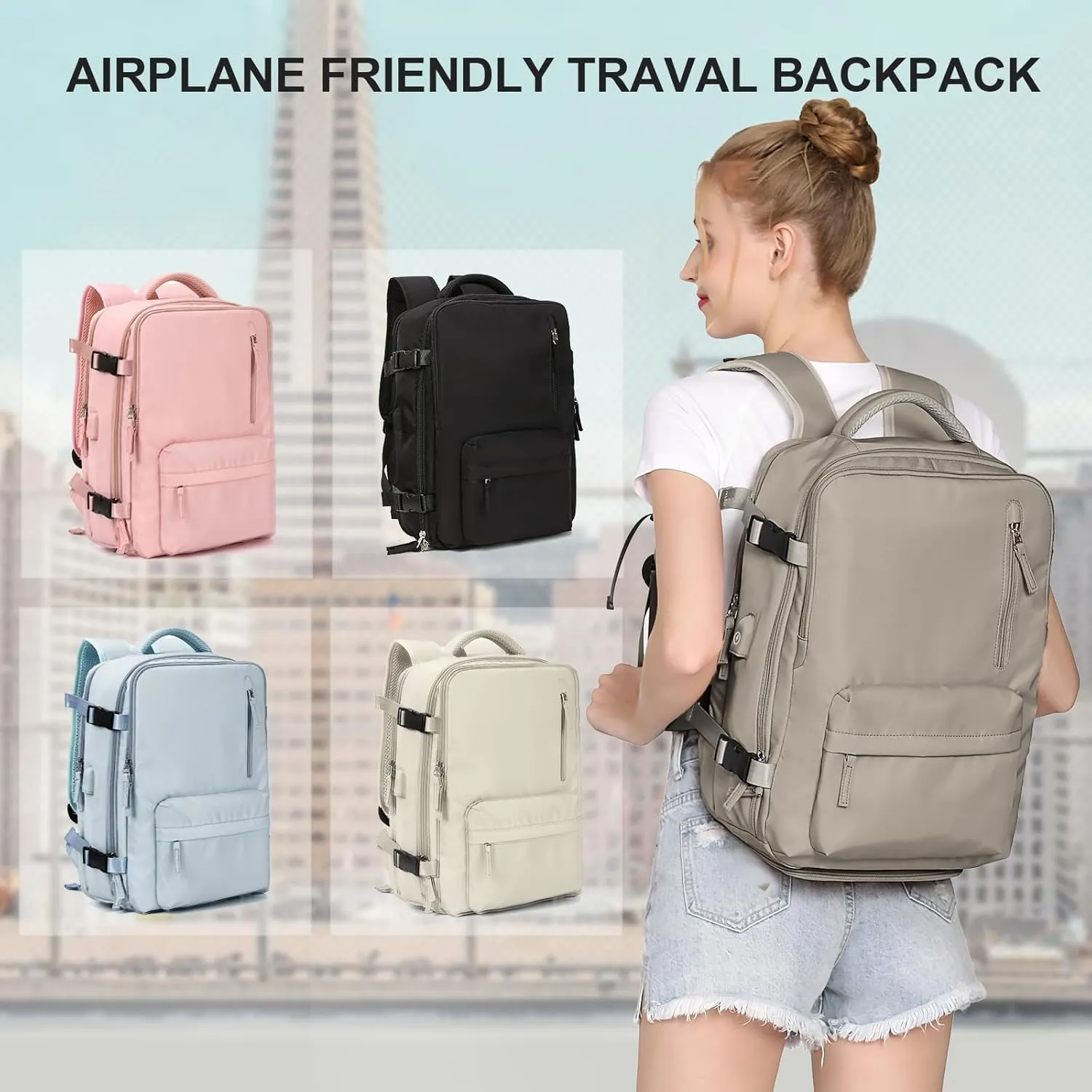 WONHOX Large Travel Backpack Carry on Flight Approved Laptop Work Business Backpack for Women Men Mochila de Viaje