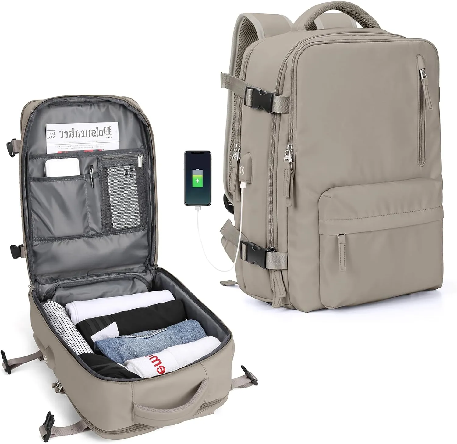 WONHOX Large Travel Backpack Carry on Flight Approved Laptop Work Business Backpack for Women Men Mochila de Viaje