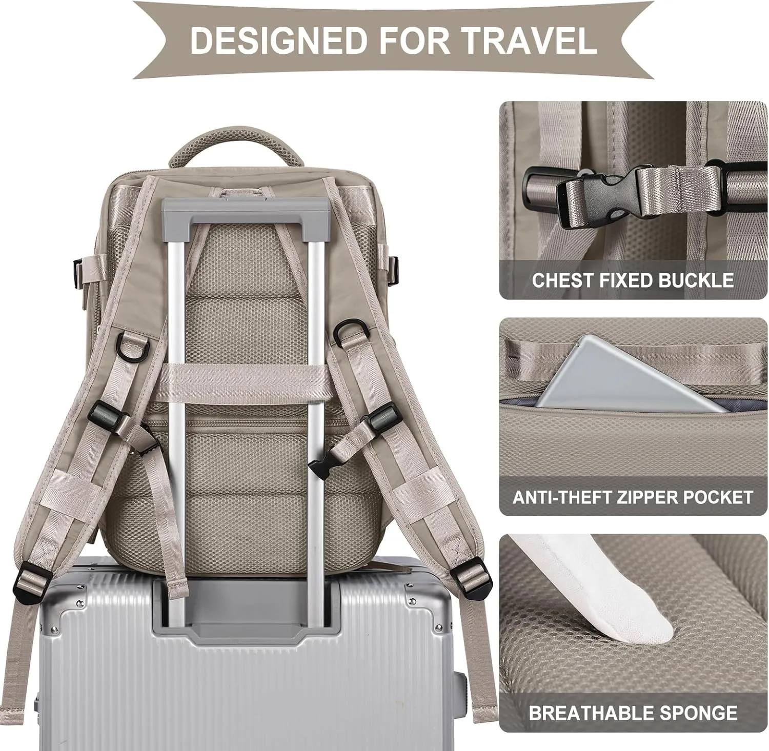 WONHOX Large Travel Backpack Carry on Flight Approved Laptop Work Business Backpack for Women Men Mochila de Viaje