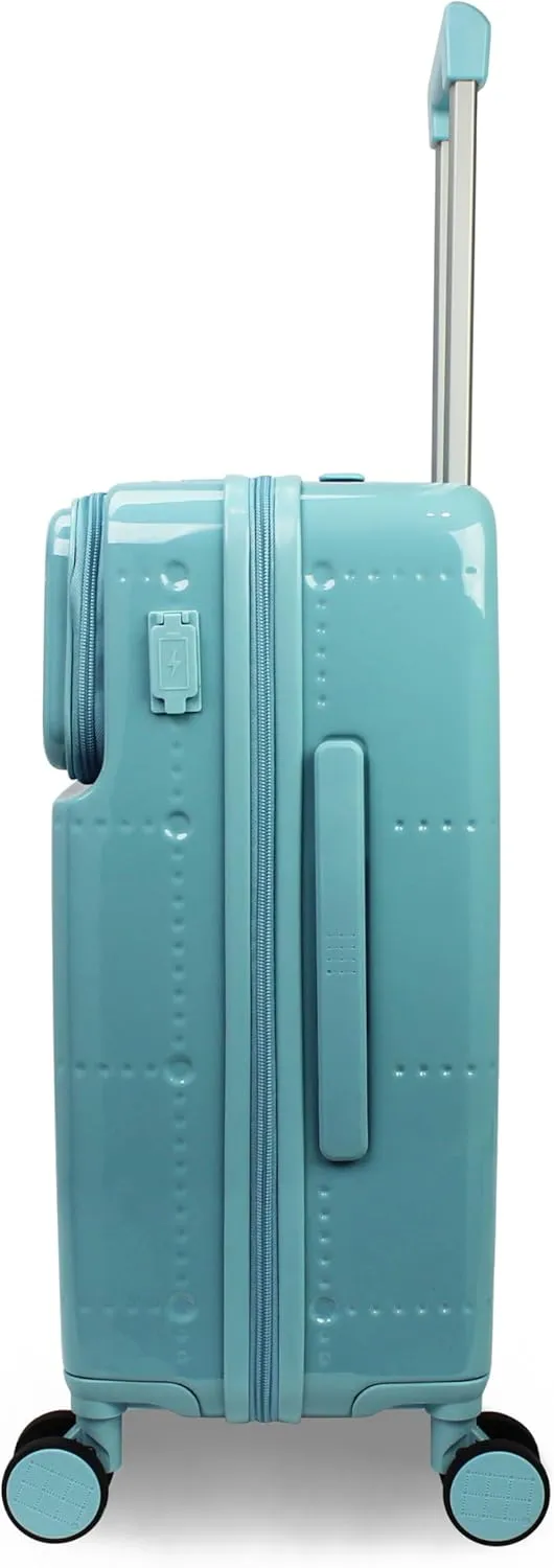 World Traveler Dejuno Smart Luggage with USB Ports, Glacier, Carry-On 20-Inch