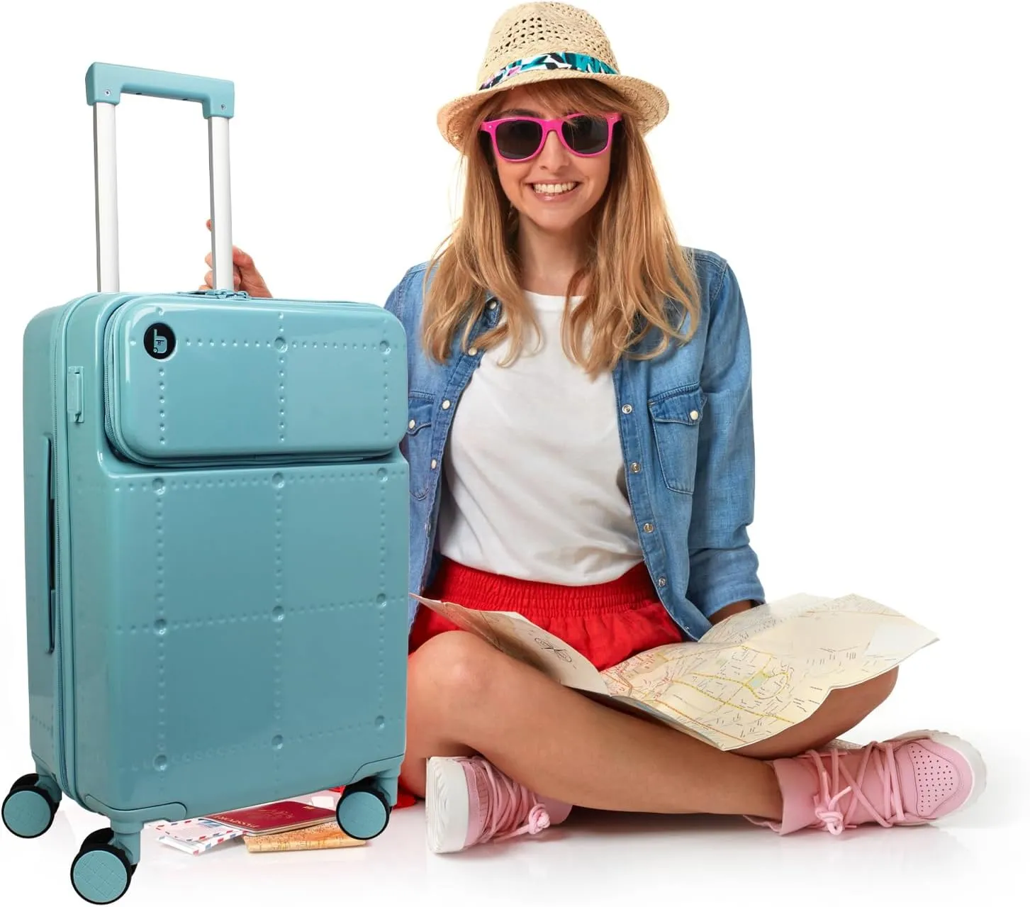 World Traveler Dejuno Smart Luggage with USB Ports, Glacier, Carry-On 20-Inch