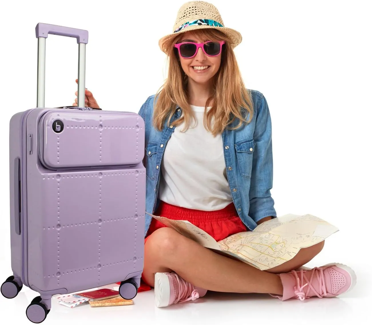 World Traveler Dejuno Smart Luggage with USB Ports, Lavender, Carry-On 20-Inch