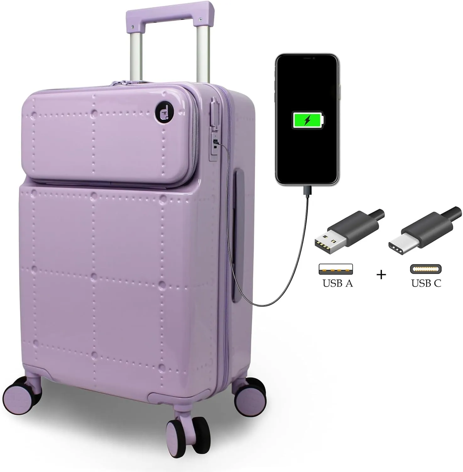 World Traveler Dejuno Smart Luggage with USB Ports, Lavender, Carry-On 20-Inch