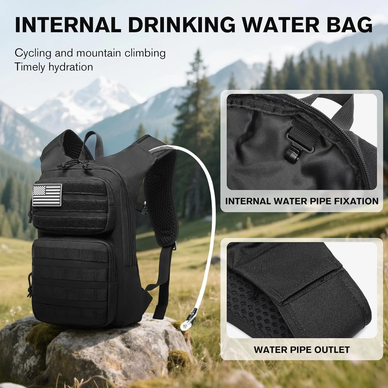 wotony Hydration Backpack with Water Bladder for Hiking Tactical Hydration Pack for Men Women Molle Water Backpack for Hiking