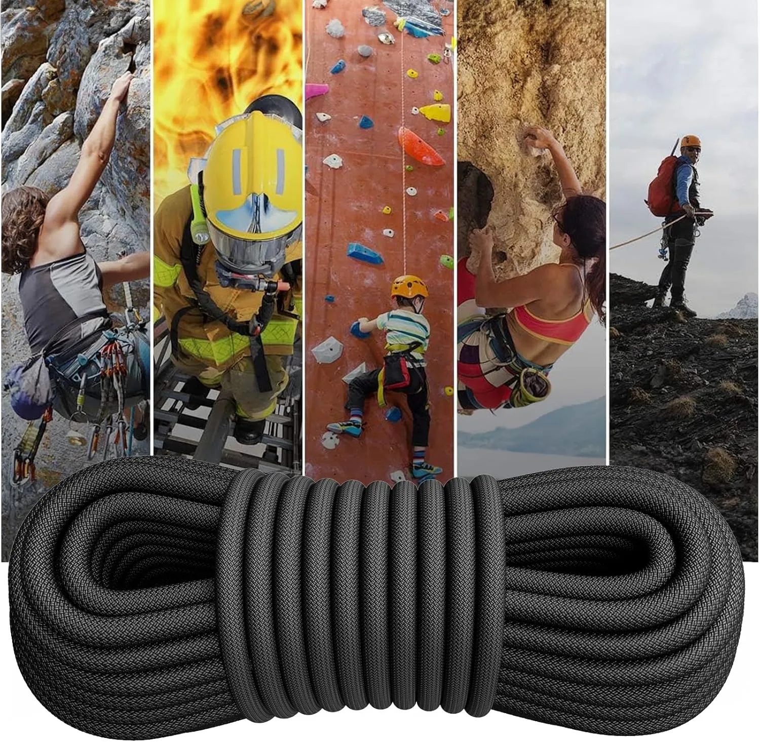 X XBEN Outdoor Climbing Rope 10M(32ft) 20M(64ft) 30M(96ft) 50M(160ft) 70M(230ft) 152M(500FT) 352M(1000FT) Static Rock Climbing Rope for Escape Rope Ice Climbing Equipment Fire Rescue Parachute