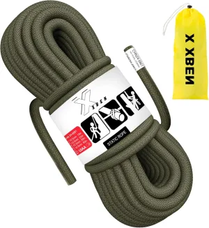 X XBEN Outdoor Climbing Rope 10M(32ft) 20M(64ft) 30M(96ft) 50M(160ft) 70M(230ft) 152M(500FT) 352M(1000FT) Static Rock Climbing Rope for Escape Rope Ice Climbing Equipment Fire Rescue Parachute