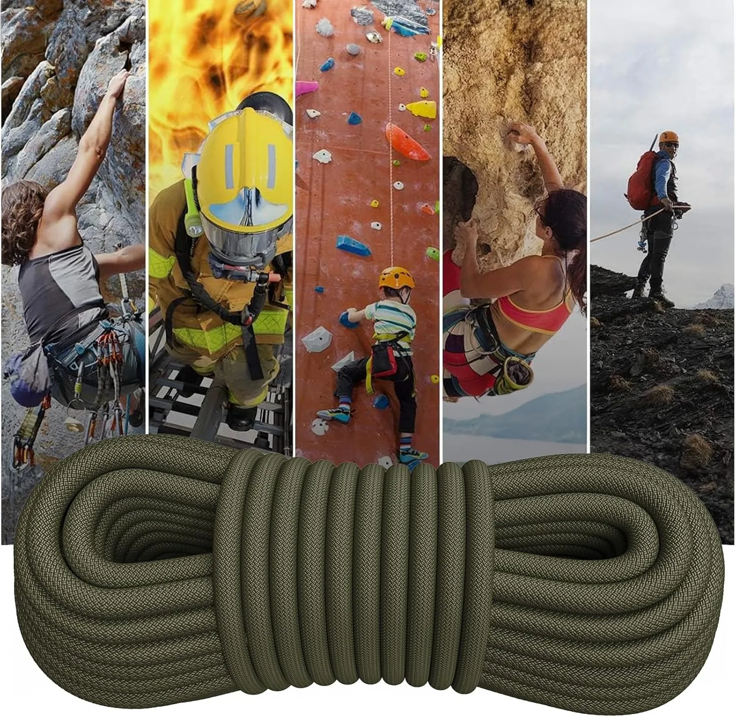 X XBEN Outdoor Climbing Rope 10M(32ft) 20M(64ft) 30M(96ft) 50M(160ft) 70M(230ft) 152M(500FT) 352M(1000FT) Static Rock Climbing Rope for Escape Rope Ice Climbing Equipment Fire Rescue Parachute
