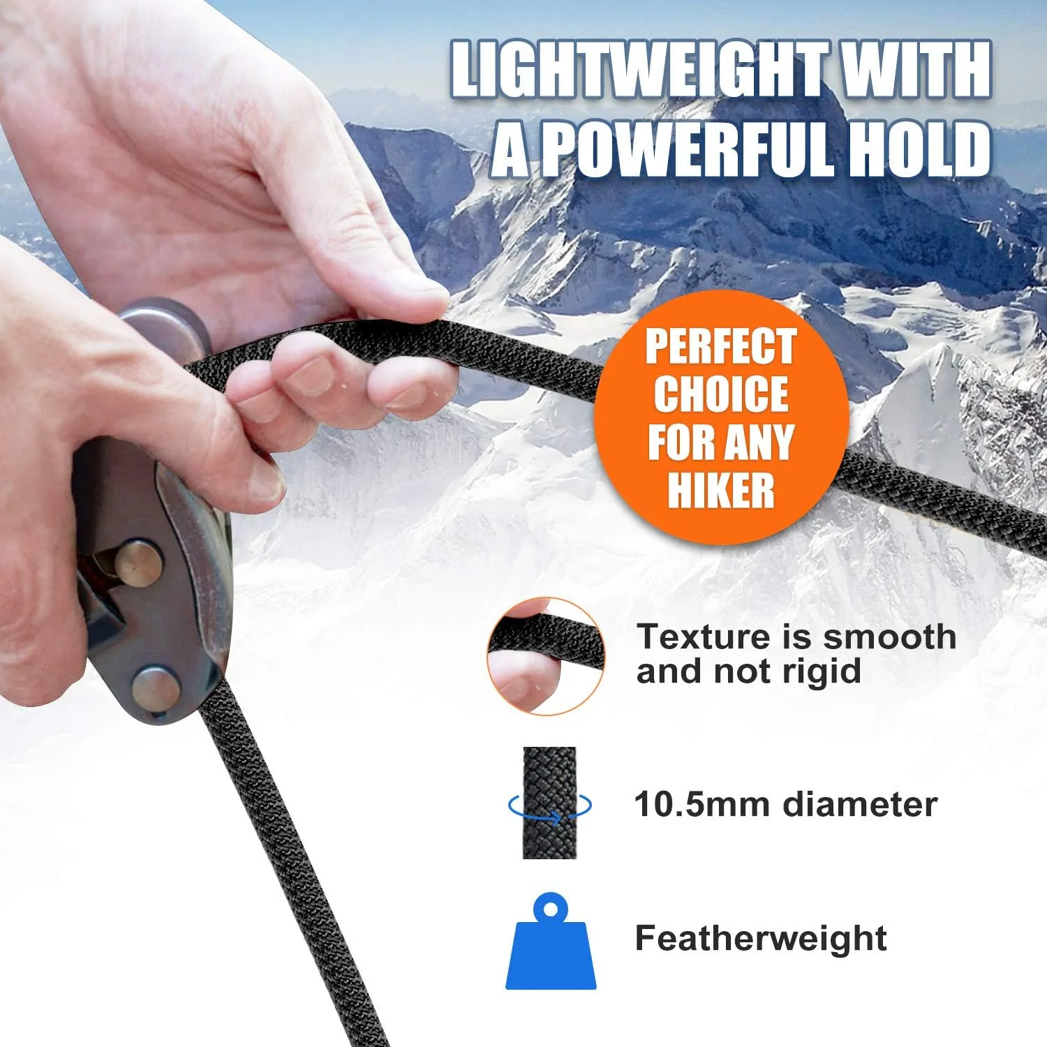X XBEN Outdoor Climbing Rope 10M(32ft) 20M(64ft) 30M(96ft) 50M(160ft) 70M(230ft) 152M(500FT) 352M(1000FT) Static Rock Climbing Rope for Escape Rope Ice Climbing Equipment Fire Rescue Parachute