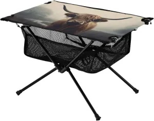 xigua Highland Cow Folding Camping Table,Portable Camp Table with Carry Bag Beach Table Folding Table for Picnic, Camp,Party,Travel270
