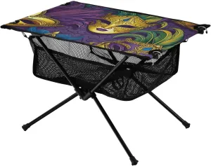 xigua Mardi Gras Masks Folding Camping Table,Portable Camp Table with Carry Bag Beach Table Folding Table for Picnic, Camp,Party,Travel286