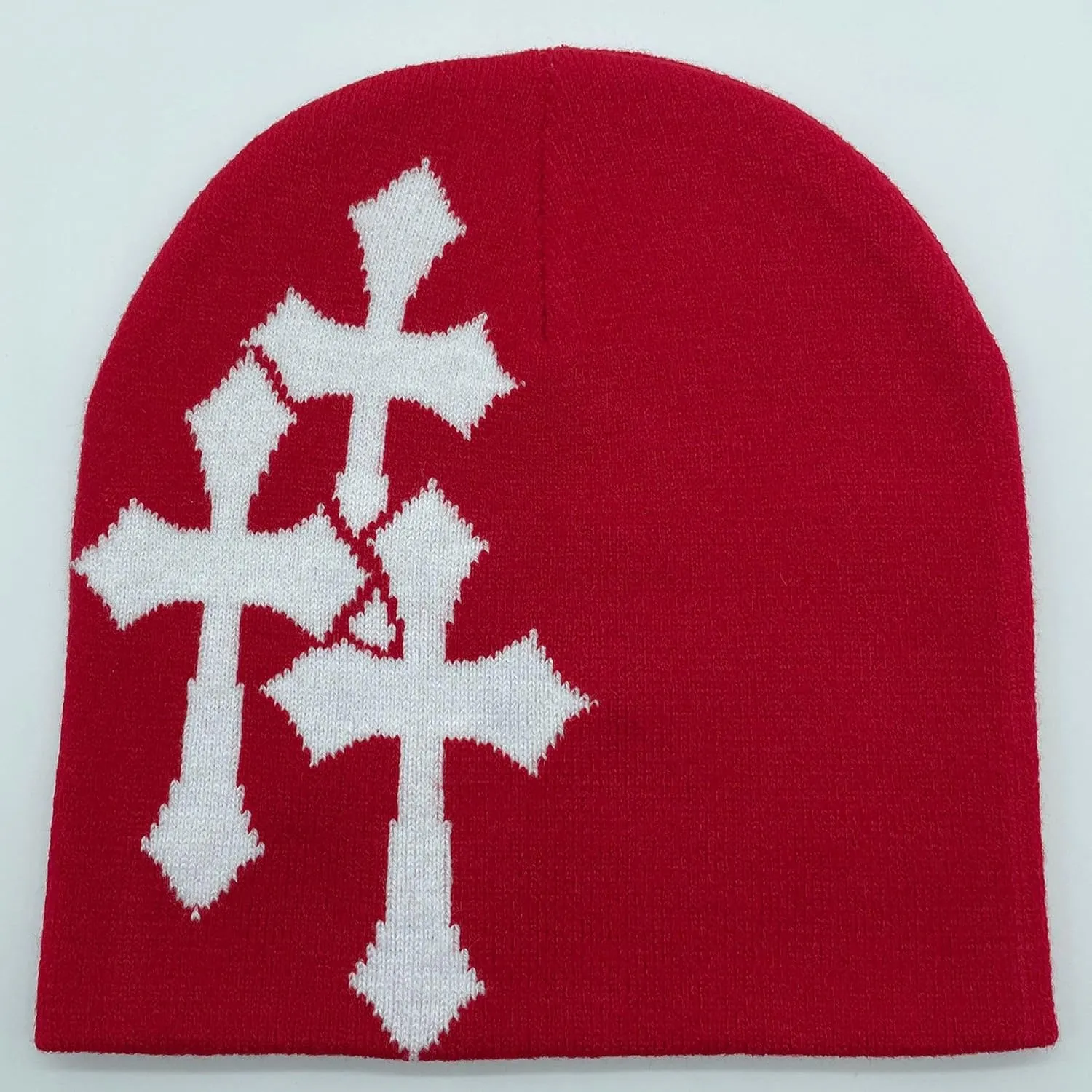 Y2K Knitted Beanies Hat Cross Graphics Men Women Jacquard Hat Punk Solid Color Hat Outdoor Sports Trend Beanie