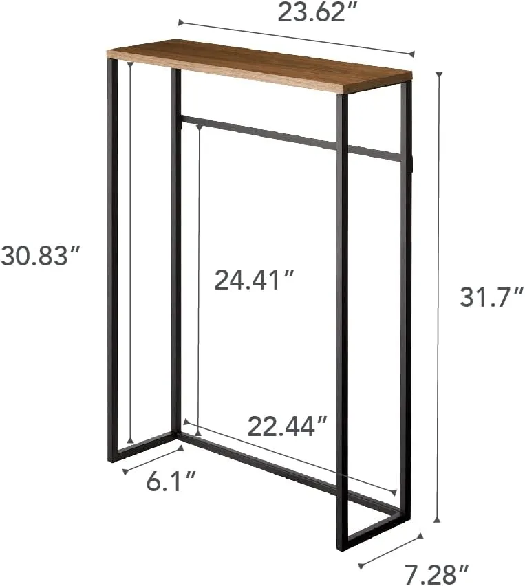 Yamazaki Home Modern Slim Console Table, Slim Narrow Accent Table for Entryway Or Living Room, Metal and Wood Skinny Hallway or Sofa Table Steel One Size Black