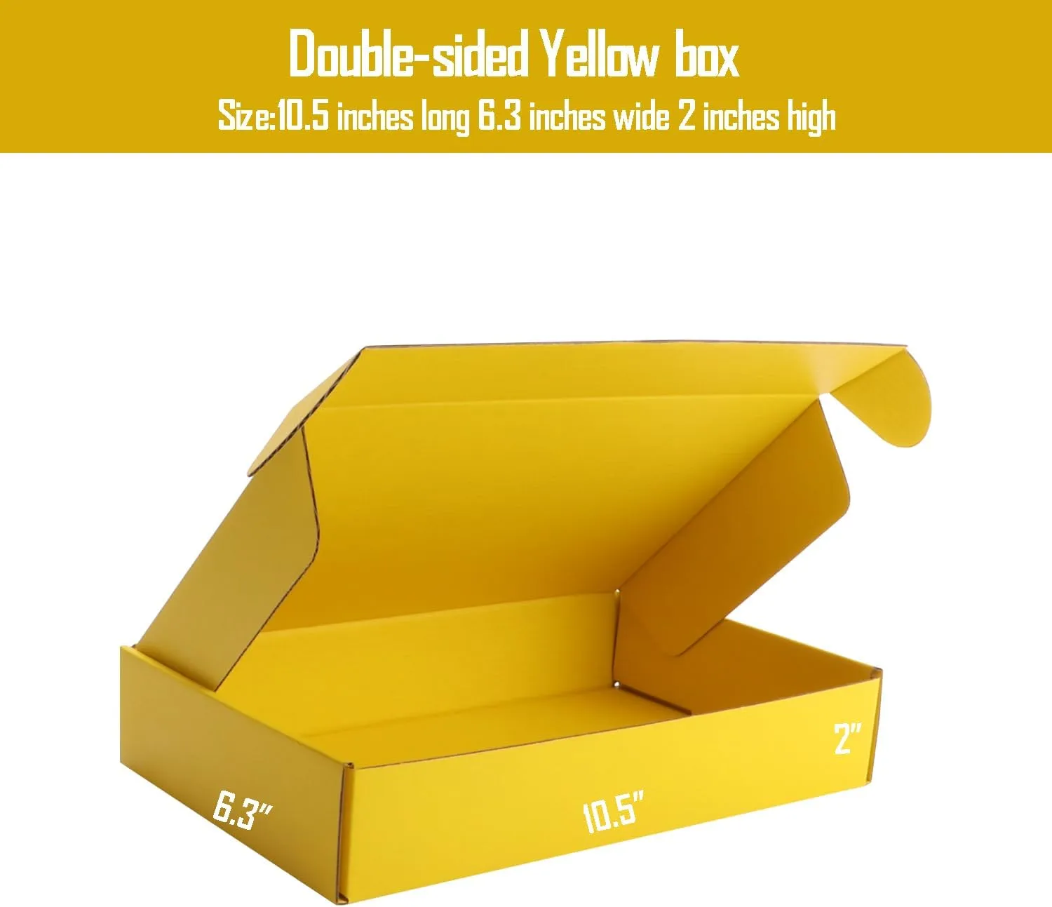 Yellow Shipping Packaging Boxs KAXILU 20pcs Shipping Boxs L10.5xW6.3xH2 inch Suitable E-Commerce Packaging