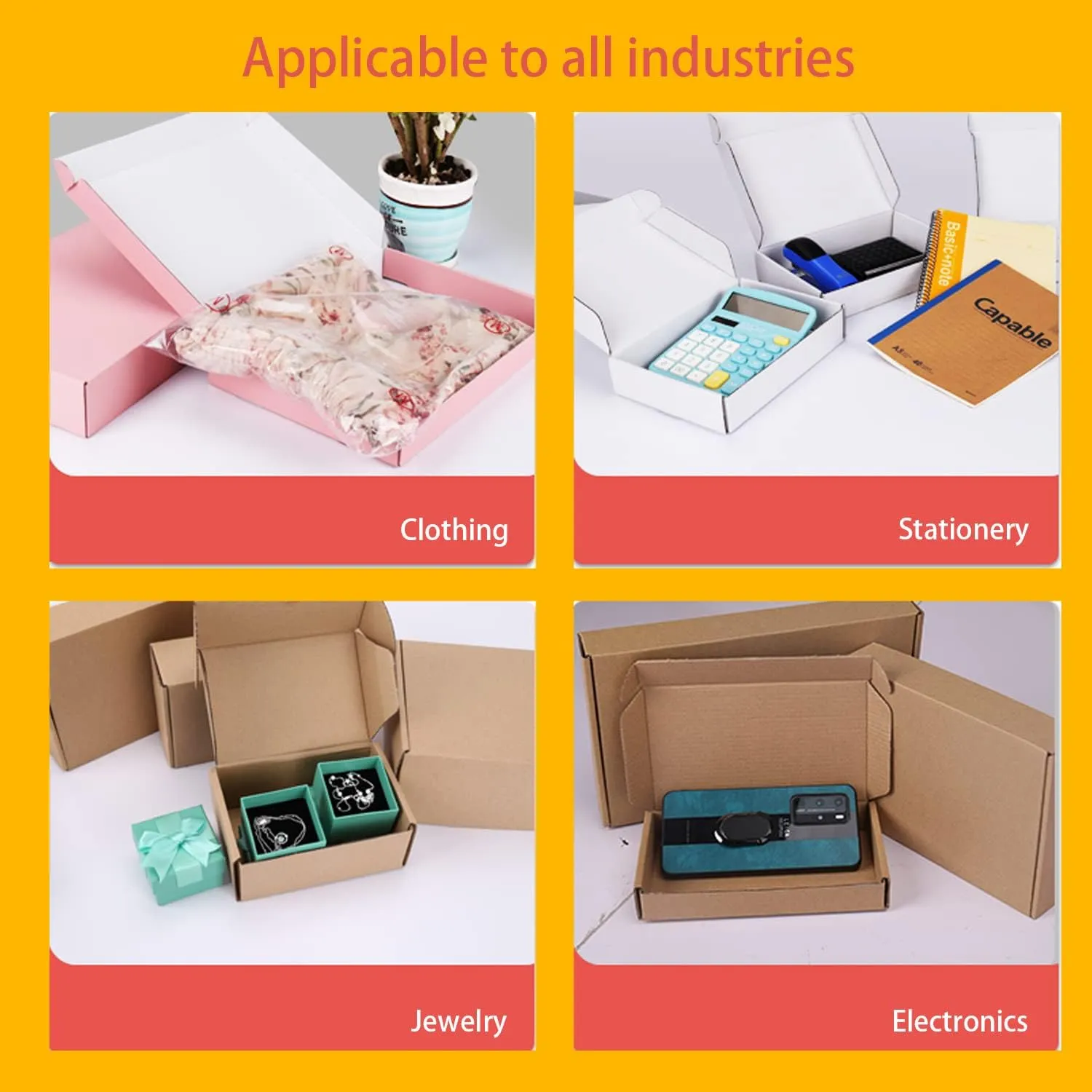 Yellow Shipping Packaging Boxs KAXILU 20pcs Shipping Boxs L10.5xW6.3xH2 inch Suitable E-Commerce Packaging