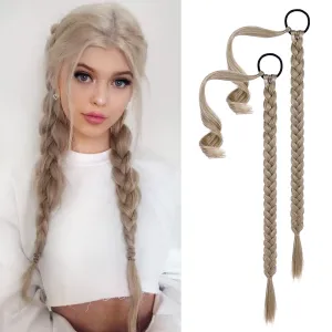YOGFIT 2PCS DIY Braid Ponytail Extension, Long Straight Wrap Around Ponytail Hair Extensions Natural Soft Synthetic Hairpieces for Women Daily Wear