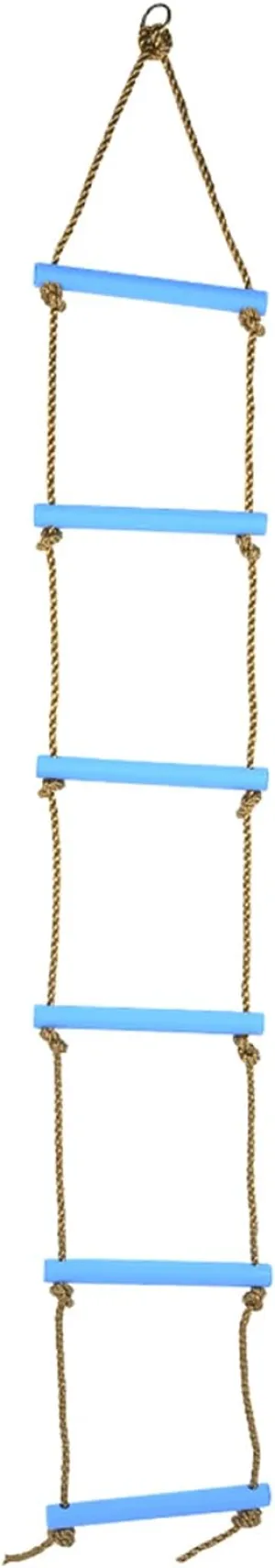 Youth Climbing Ladder | 6 - Section Outdoor Rope Ladder for Youngsters | Adjustable Height Exercise Equipment | Sturdy Plastic & Nylon | Supports 150 kg | Indoor/Outdoor Play (Blue)