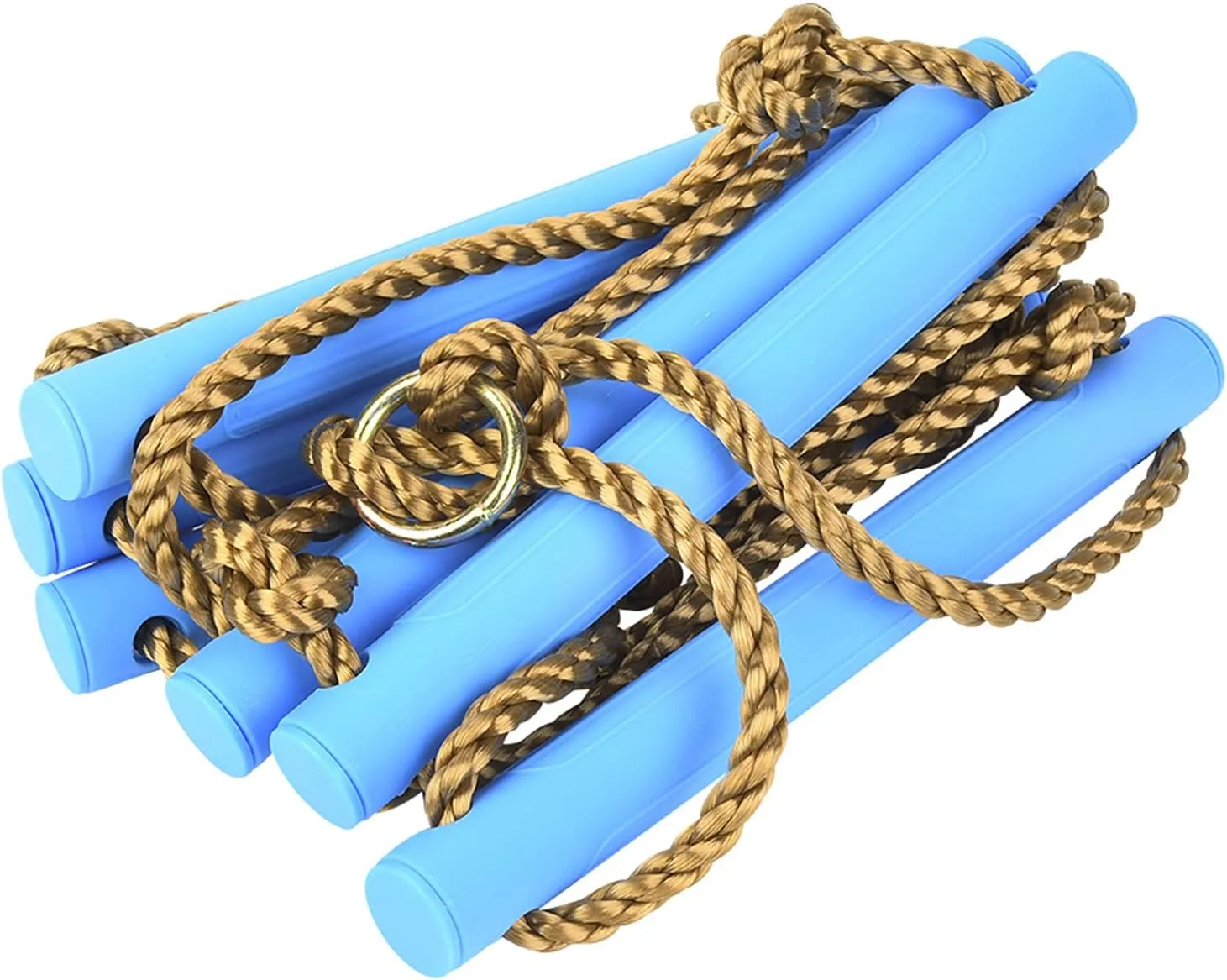 Youth Climbing Ladder | 6 - Section Outdoor Rope Ladder for Youngsters | Adjustable Height Exercise Equipment | Sturdy Plastic & Nylon | Supports 150 kg | Indoor/Outdoor Play (Blue)