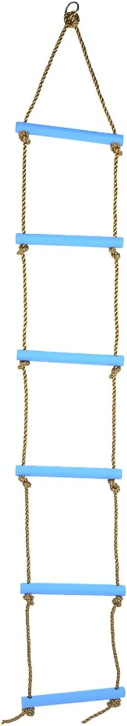 Youth Climbing Ladder | 6 - Section Outdoor Rope Ladder for Youngsters | Adjustable Height Exercise Equipment | Sturdy Plastic & Nylon | Supports 150 kg | Indoor/Outdoor Play (Blue)