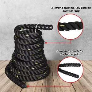 ZENY Exercise Battle Rope 1.5/2 Inch Diameter 30ft/40ft/50ft Length Poly Dacron Workout Exercise Training Rope Core Strength Muscles Building Conditioning Rope Home Gym Equipment