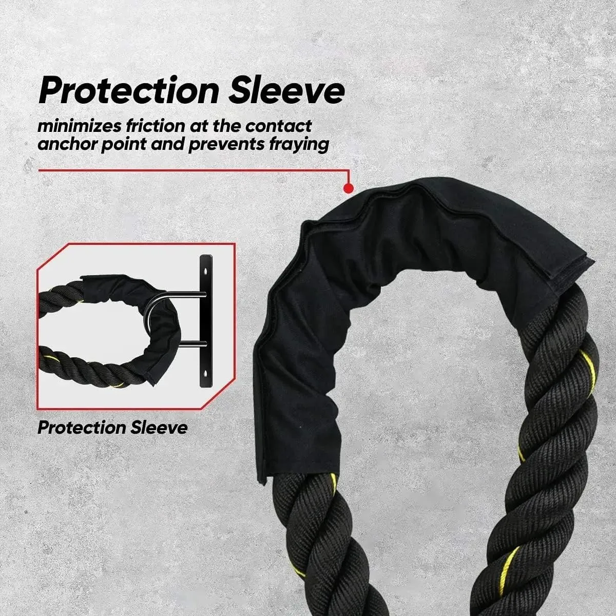 ZENY Exercise Battle Rope 1.5/2 Inch Diameter 30ft/40ft/50ft Length Poly Dacron Workout Exercise Training Rope Core Strength Muscles Building Conditioning Rope Home Gym Equipment