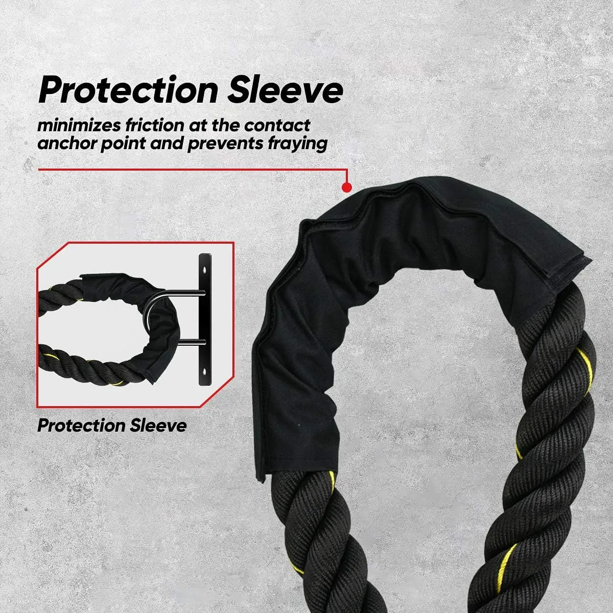 ZENY Exercise Battle Rope 1.5/2 Inch Diameter 30ft/40ft/50ft Length Poly Dacron Workout Exercise Training Rope Core Strength Muscles Building Conditioning Rope Home Gym Equipment