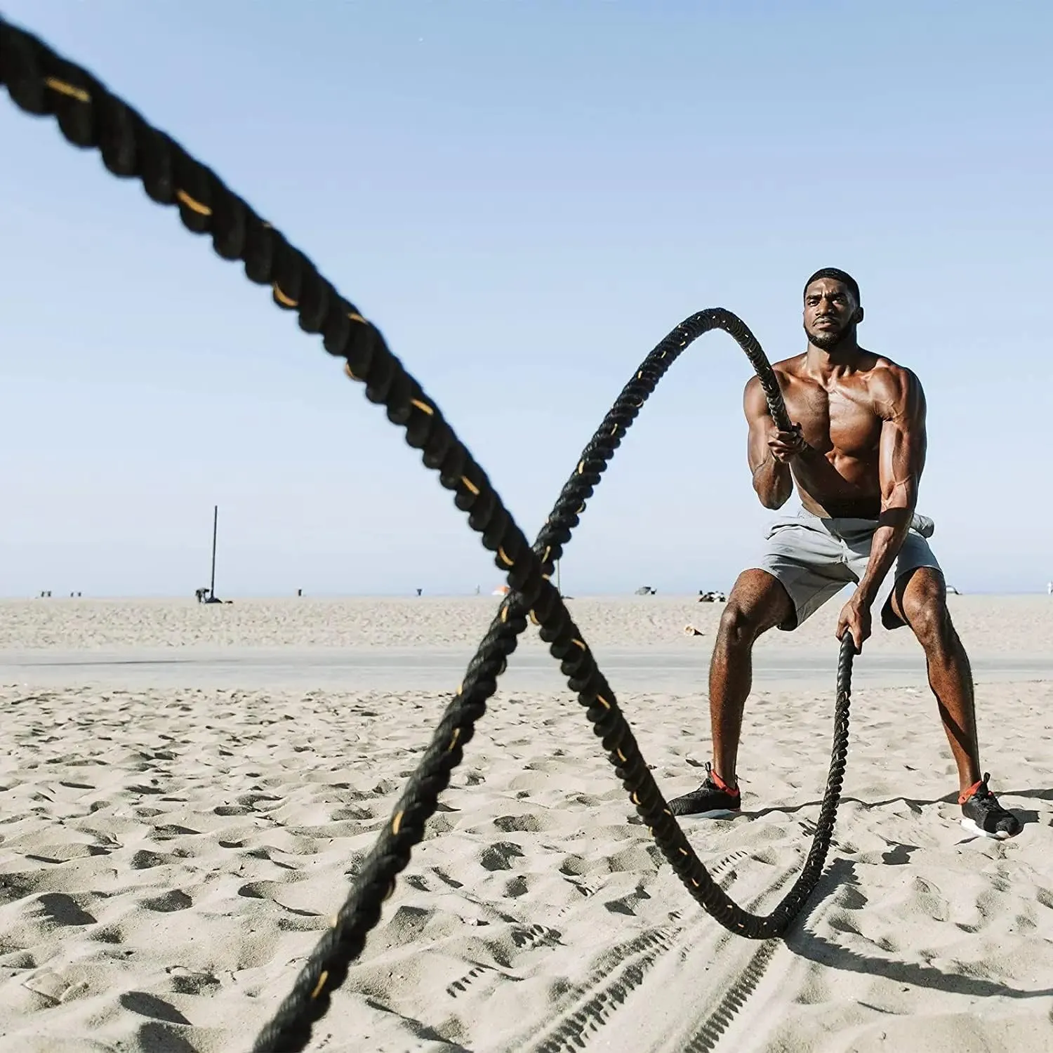 ZENY Exercise Battle Rope 1.5/2 Inch Diameter 30ft/40ft/50ft Length Poly Dacron Workout Exercise Training Rope Core Strength Muscles Building Conditioning Rope Home Gym Equipment
