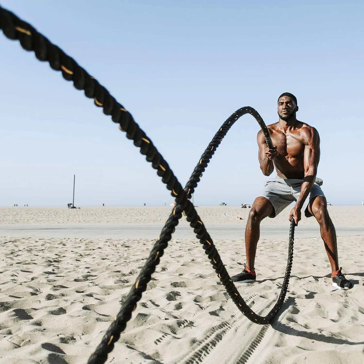 ZENY Exercise Battle Rope 1.5/2 Inch Diameter 30ft/40ft/50ft Length Poly Dacron Workout Exercise Training Rope Core Strength Muscles Building Conditioning Rope Home Gym Equipment