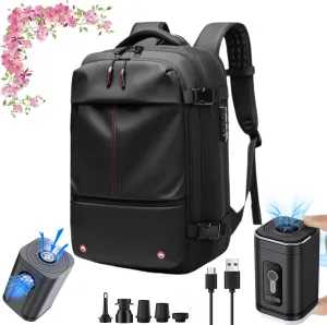 ZJQ AeroPack Backpack, Aeropack Vacuum Compression Backpack, 60L Expandable with Water Resistant for Travel Adventure (Black Vacuum Tool)