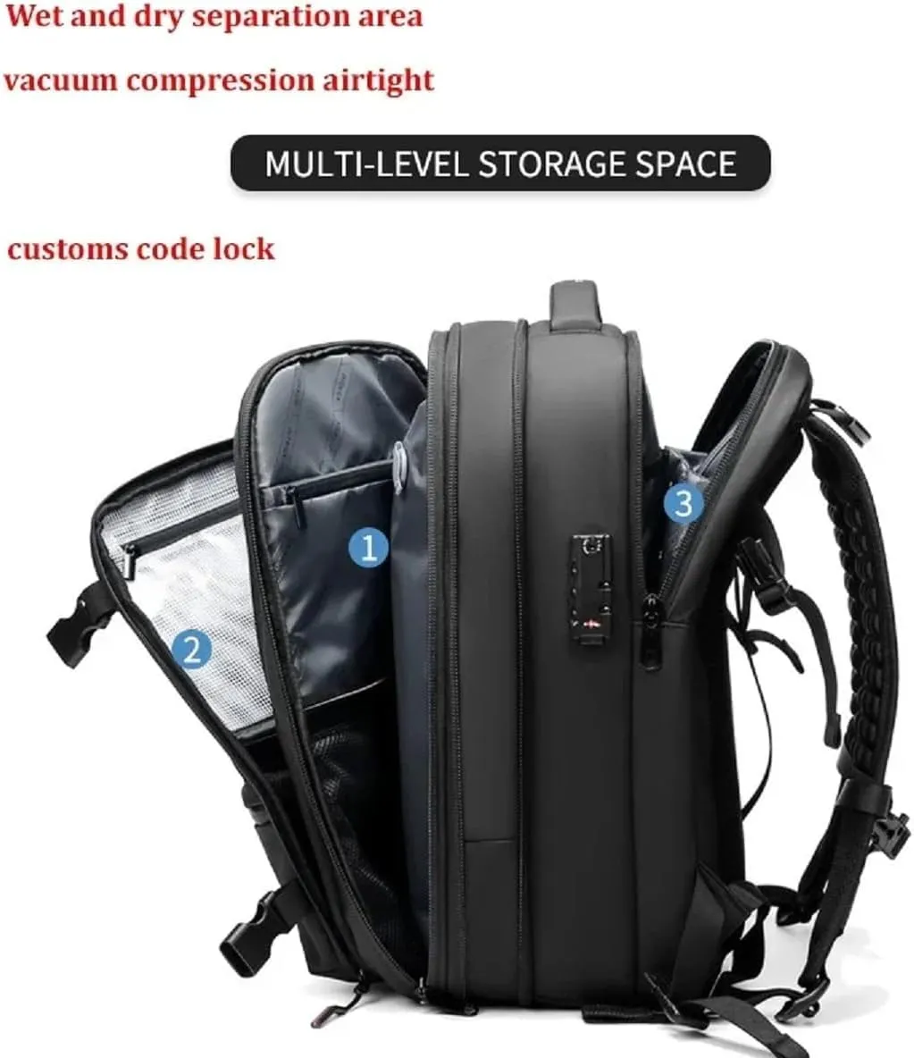 ZJQ AeroPack Backpack, Aeropack Vacuum Compression Backpack, 60L Expandable with Water Resistant for Travel Adventure (Black Vacuum Tool)