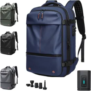 ZJQ Spacevacpro Backpack, Vacpack Backpack With Vacuum, Expandable Waterproof Travel 60L Large Capacity Vacuum Compression (Blue)